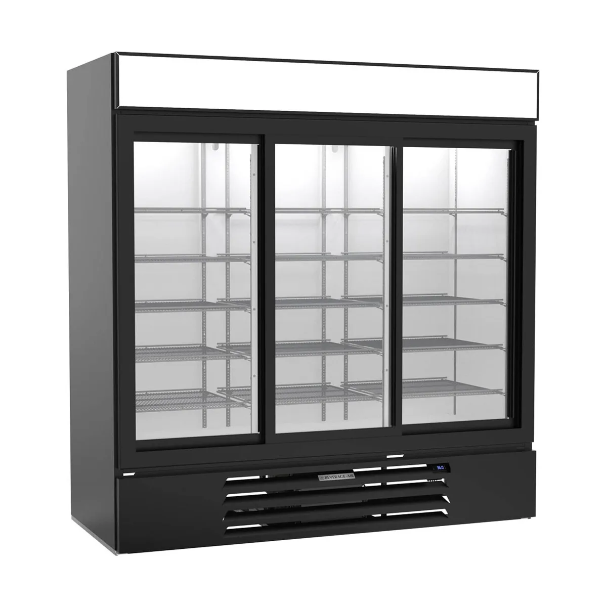 Beverage Air MMR66HC-1-B 75" Three Glass Door Merchandiser Refrigerator in Black, 64.4 cu. ft.