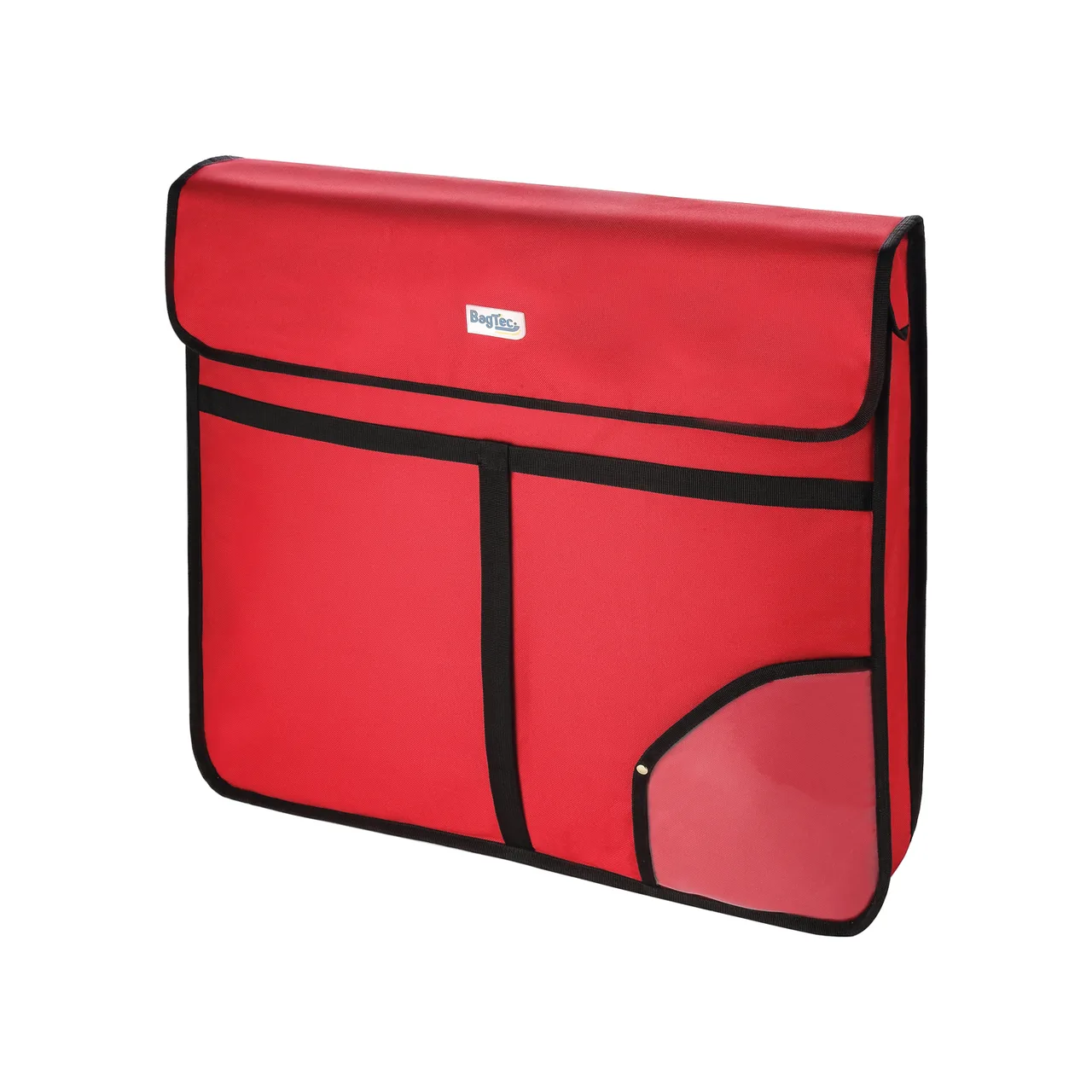 CAC China BTPZ-0524R BagTec® Pizza Delivery Bag, Red 24" x 24" x 5", Insulated, Reinforced Strap, Steam Outlet, Water-Resistant Nylon Exterior