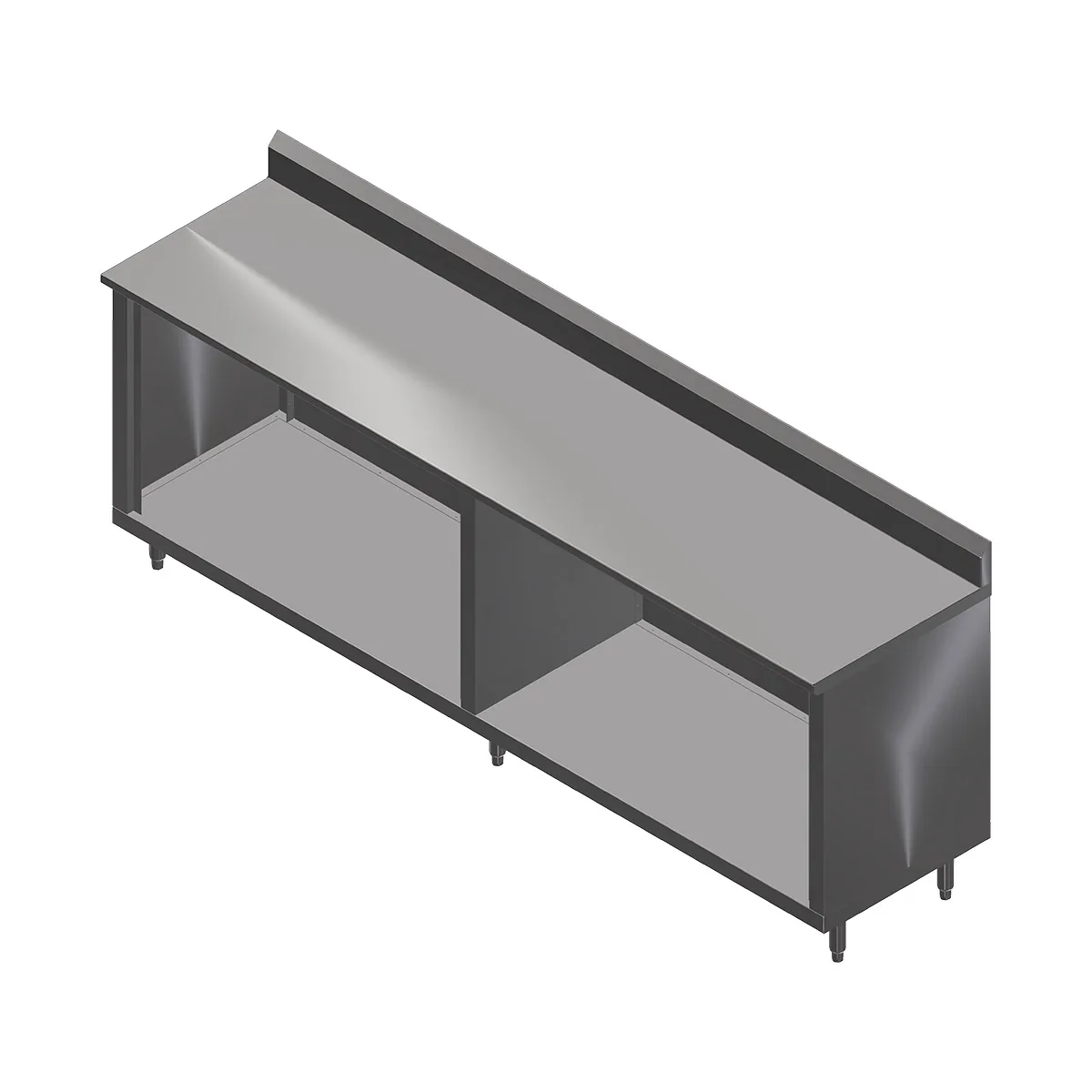 John Boos 4CO4R5-24132 Open Front Work Table with Optional Mid-Shelf, Backsplash / 132"W X 24"D