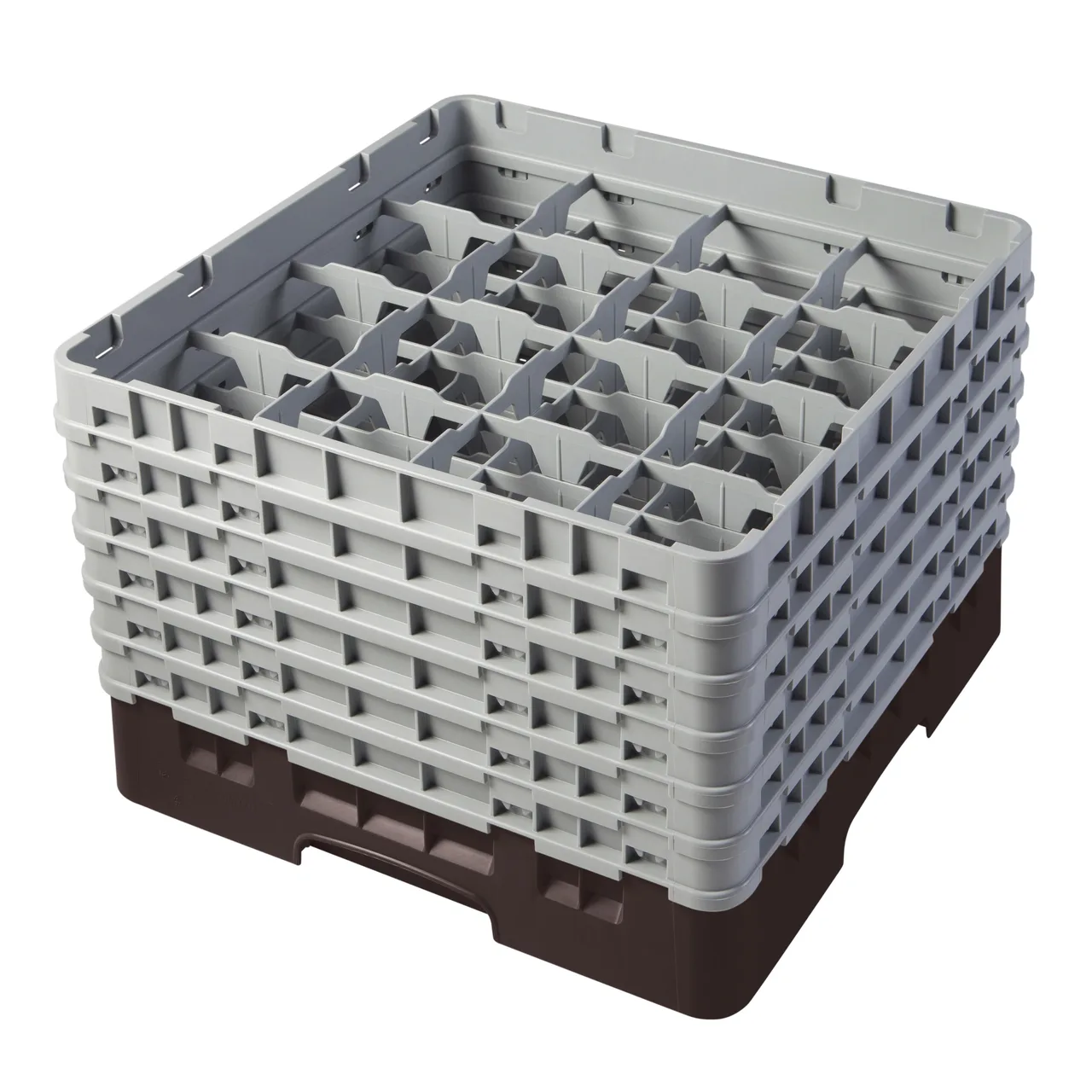 Cambro 16S1114167 Camrack Glass Rack, Full Size, 19-3/4 x 19-3/4, 16 Compartments, Brown, HACCP Compliant