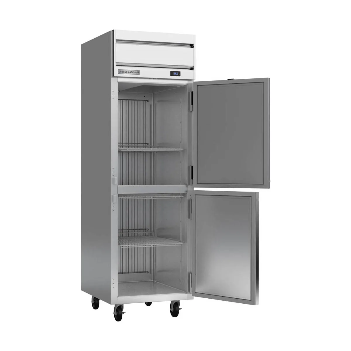 Beverage Air HRS1HC-1HS 26" 1-Section Reach-In Refrigerator w/ 2 Solid Half Doors, Top Mounted, 1/4 hp, 21 cu. ft.