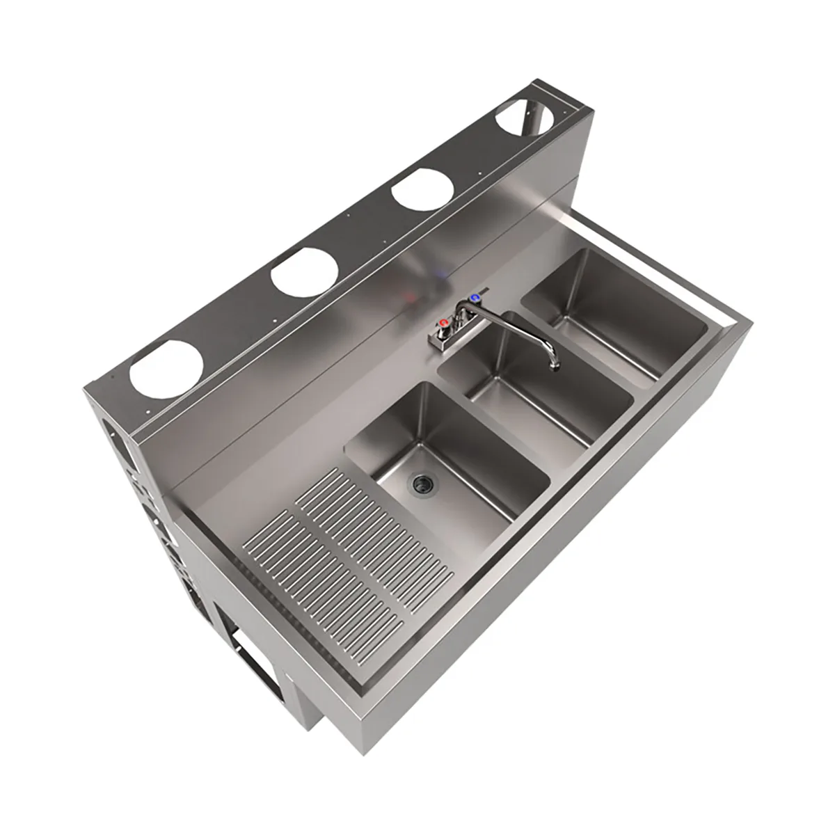 BK Resources UBDW-21-348LS Underbar Sink Units, 3 Compartment with Left Drainboard