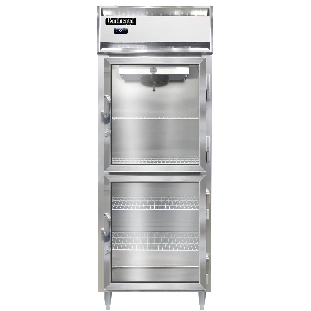 Continental Refrigerator D1RESNGDHD 28" 1-Section Reach-In Refrigerator w/ 2 Glass Half Doors, 18 cu. ft.