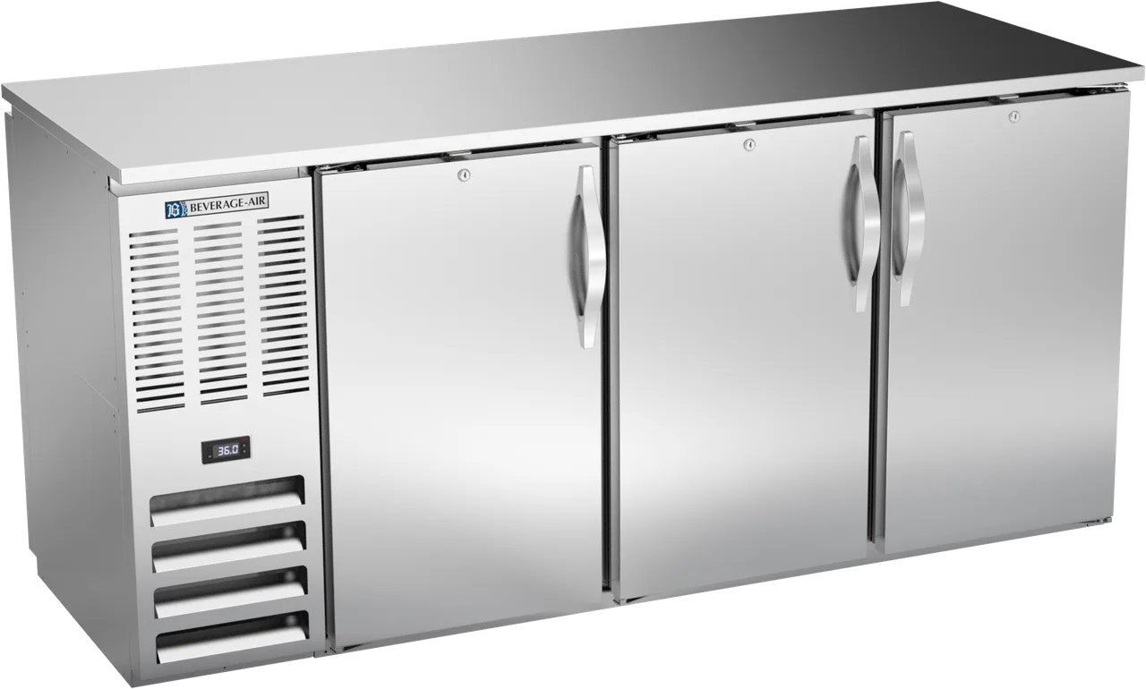 Beverage Air BBN72HC-F-PT-S PassThru Bar Cooler, 72"W x 30‑1/8"D x 34"H, 19.6 cu ft, 6 Steel Doors LED