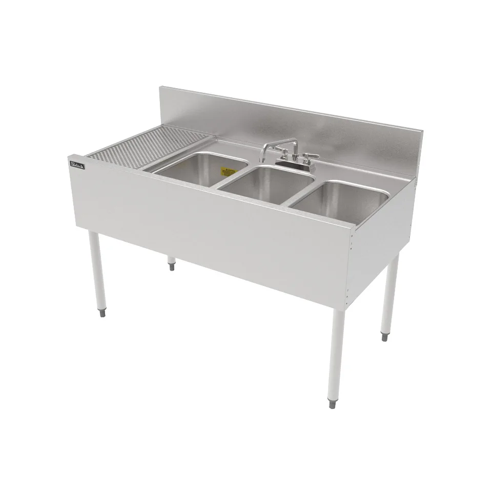 Perlick TSF48M3-DBL 48" Underbar Sink Units, 3 Compartment with Left Drainboard