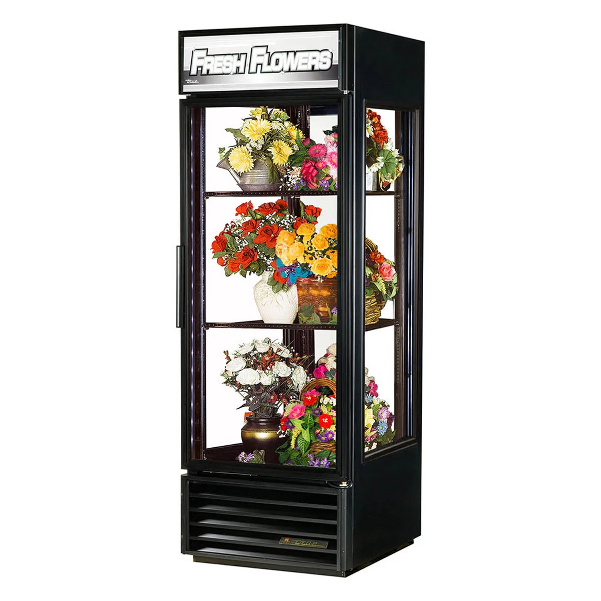 True G4SM-23FC-HC~TSL01 - 27" Floral Merchandiser, Black Glass Door, 2 Shelves, R290, 1/3 HP, 115V