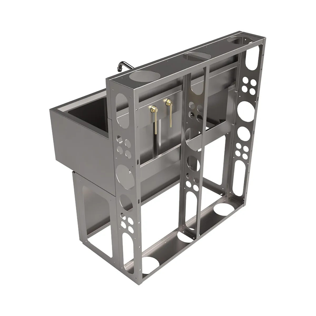 BK Resources UBDW-18-236LS Underbar Sink Units, 2 Compartment with Left Drainboard