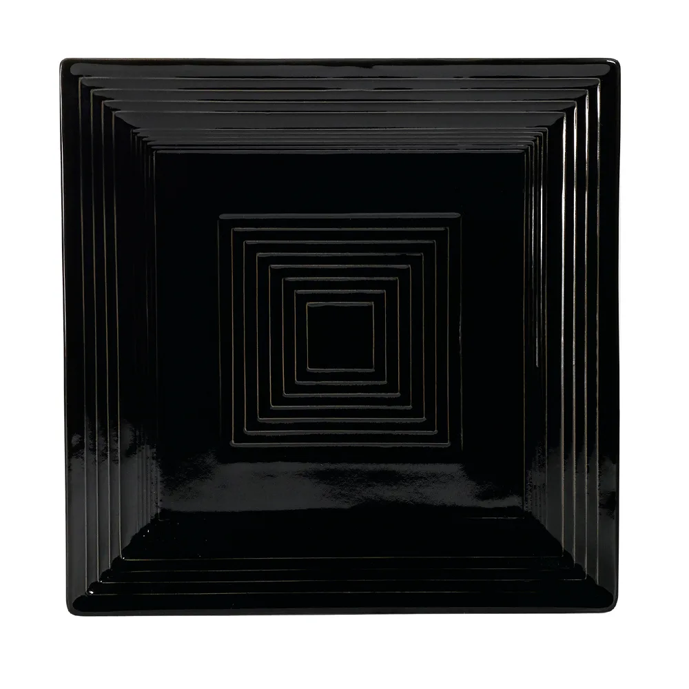 CACChina TG-SQ8-BLK Plate, 8"x8"x5/8", Embossed Rim, Porcelain Black, Dishwasher/Oven Safe - Dozen