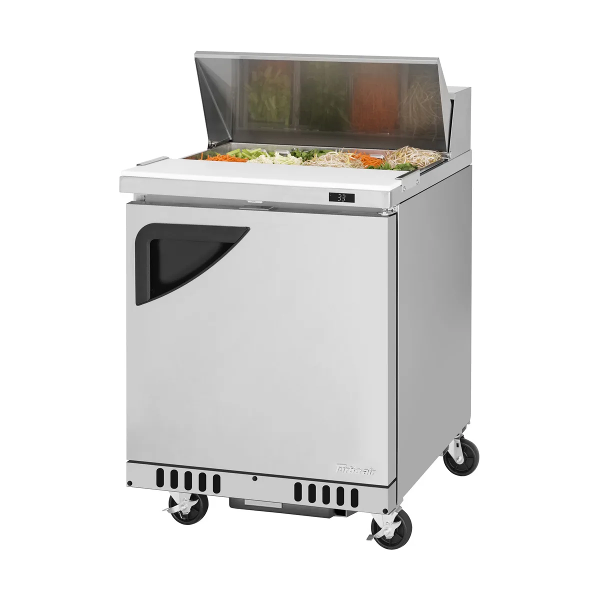 Turbo Air TST-28SD-FB-N 27" 1-Door Sandwich and Salad Prep Table, 8 Pans, Stainless Steel
