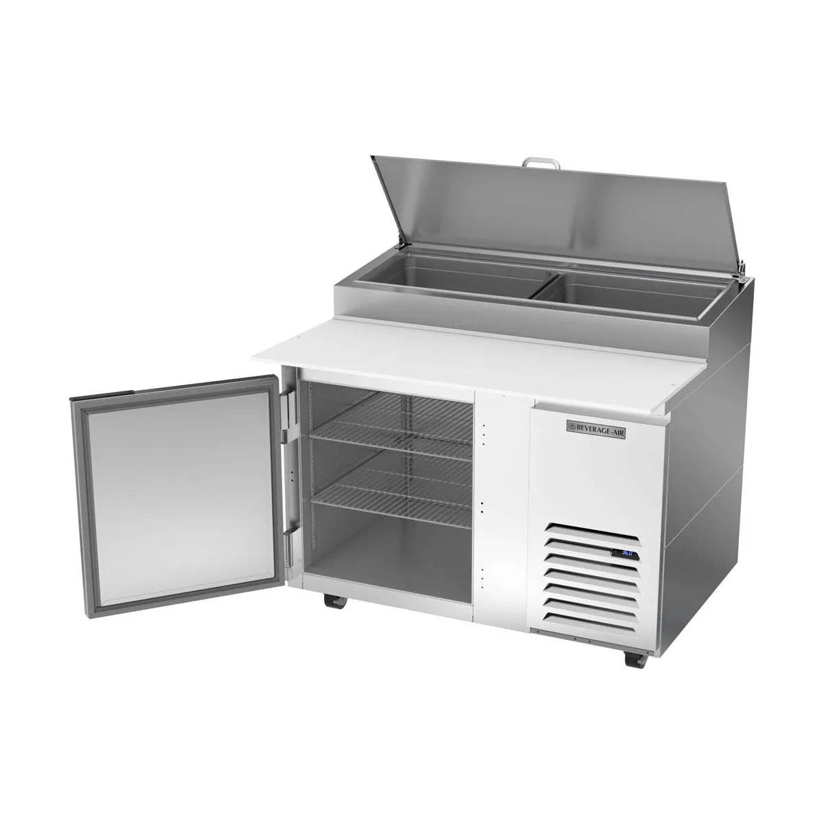 Beverage Air DP46HC 46" 1-Section Refrigerated Pizza Prep Table w/ 1 Door, 12 cu. ft.
