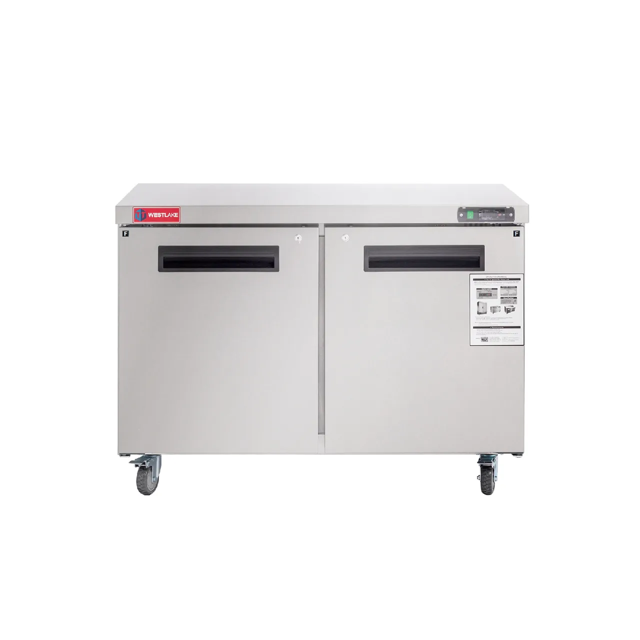 Westlake WKTF-48B 48" 2-Door Commercial Freezer Worktop, 12 cu. ft. Stainless Steel