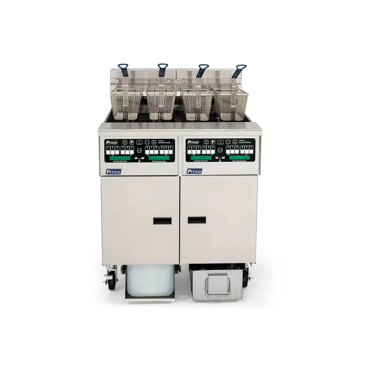 Pitco SSHLV14C/184/FD Multiple Battery Gas Fryer w/ (1) 32 lbs & (1) 42 lbs Frypots, Filter Drawer System
