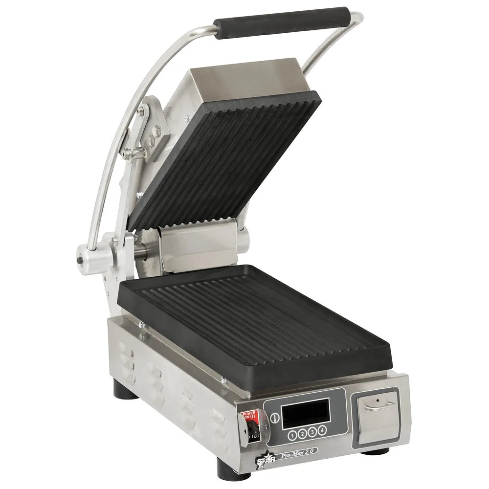Star PGT7IEA-230V Single Cast Iron Sandwich Grill w/ Grooved Plates, Electronic Controls, 230V