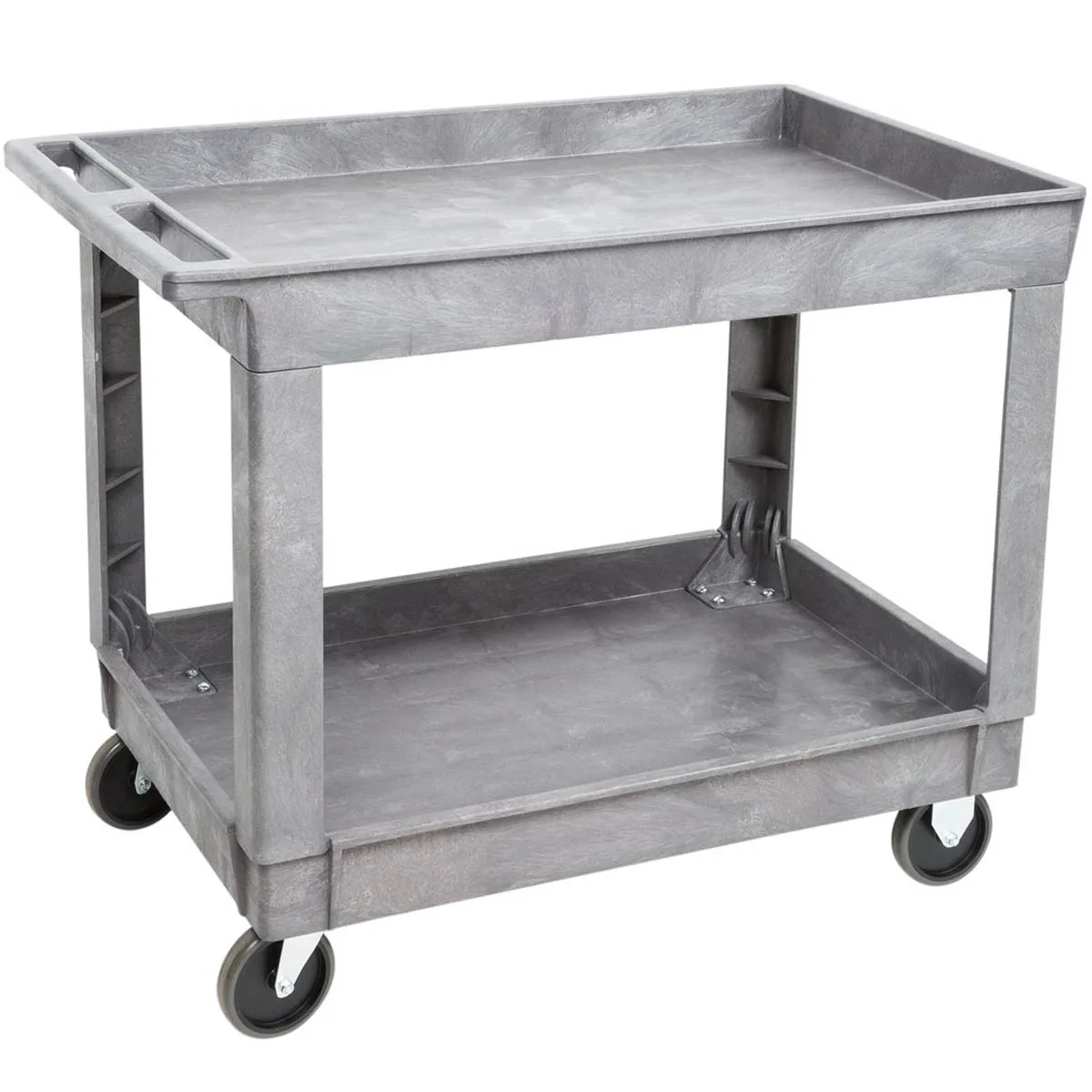 Lakeside 2523 Gray 2-Shelf Plastic Deep Well Utility Cart w/ 500-lb Capacity