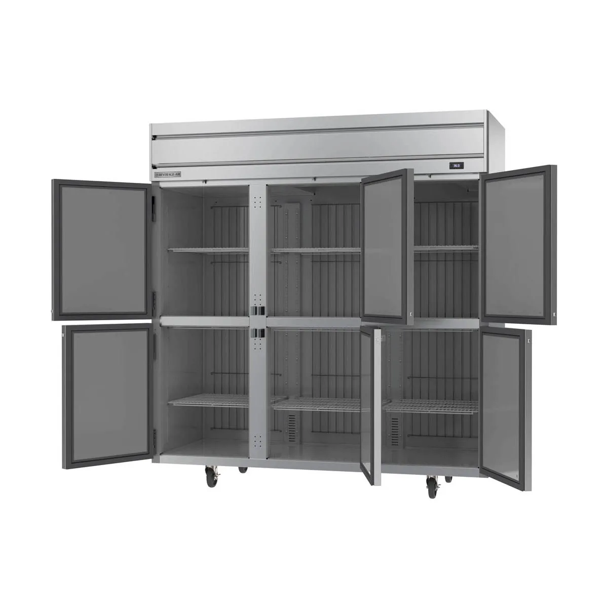 Beverage Air HR3HC-1HS 78" 3-Section Reach-In Refrigerator w/ 6 Solid Half Doors, Top Mounted, 1/3 hp, 71.5 cu. ft.