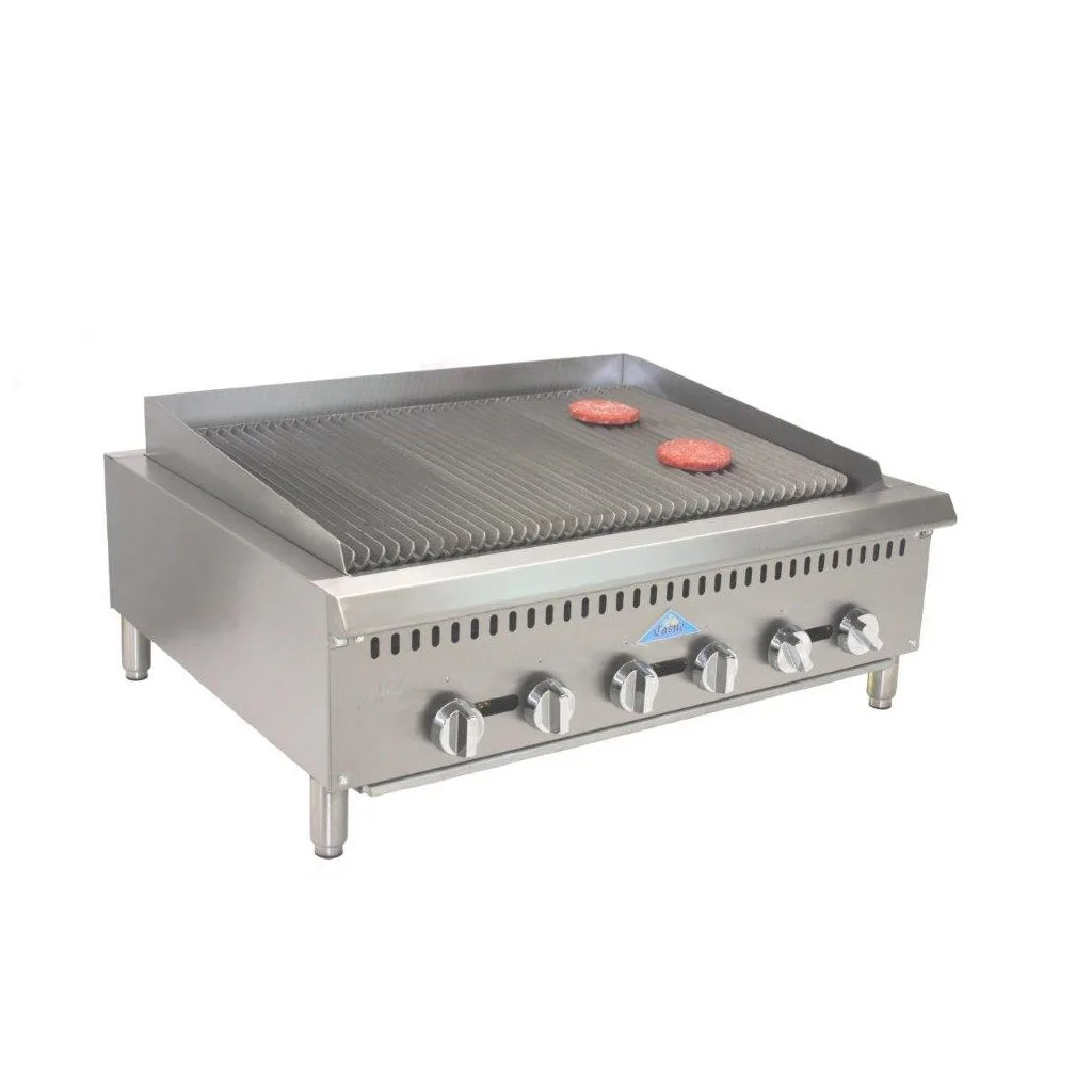 Comstock-Castle CCHLB36 36" Countertop Gas Lava Rock Charbroiler with (6) Burners, 120.000 BTU