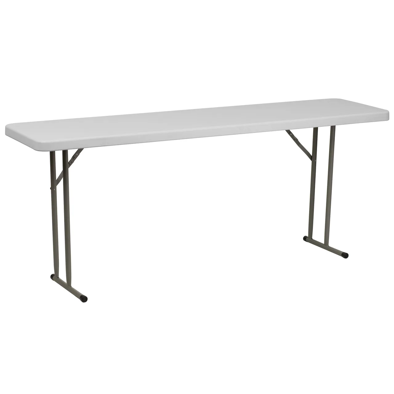Flash Furniture RB-1872-GG Training Folding Table, 72"W x 18"D x 29"H, Granite White Plastic Top, Gray Metal Legs, 220 lbs