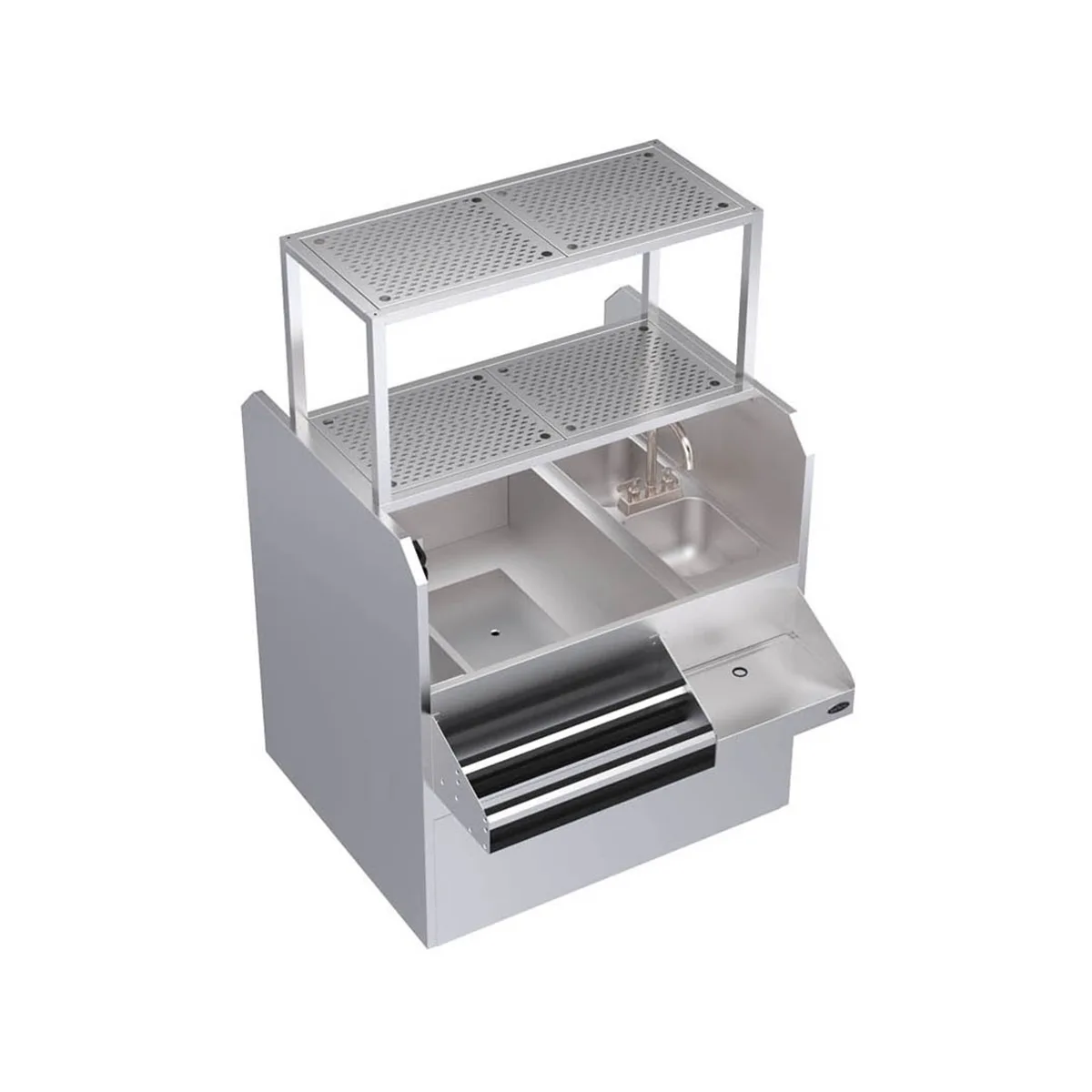 Krowne KRPT-42LP-10 42" Pass-Thru Combo Underbar Ice Bin/Cocktail Station w/ 10 Circuit - Left