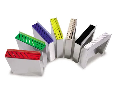 Omcan USA 12928 Stainless Steel Knife Rack With Green Insert, Holds 10 Knives + 2 Steels, 12 Slots