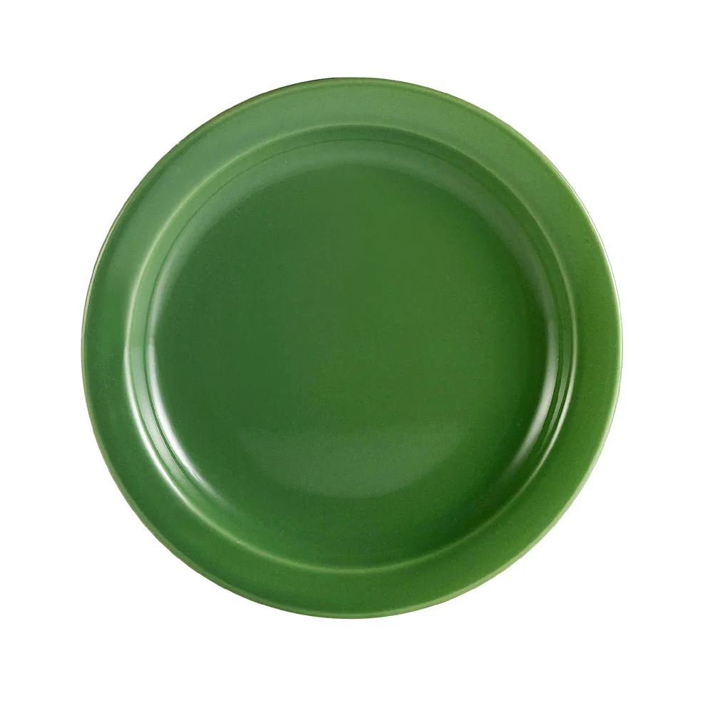 CAC China L-8NR-G Las Vegas Green 9" Dia. Round Narrow Rim Stoneware Plate - Dozen