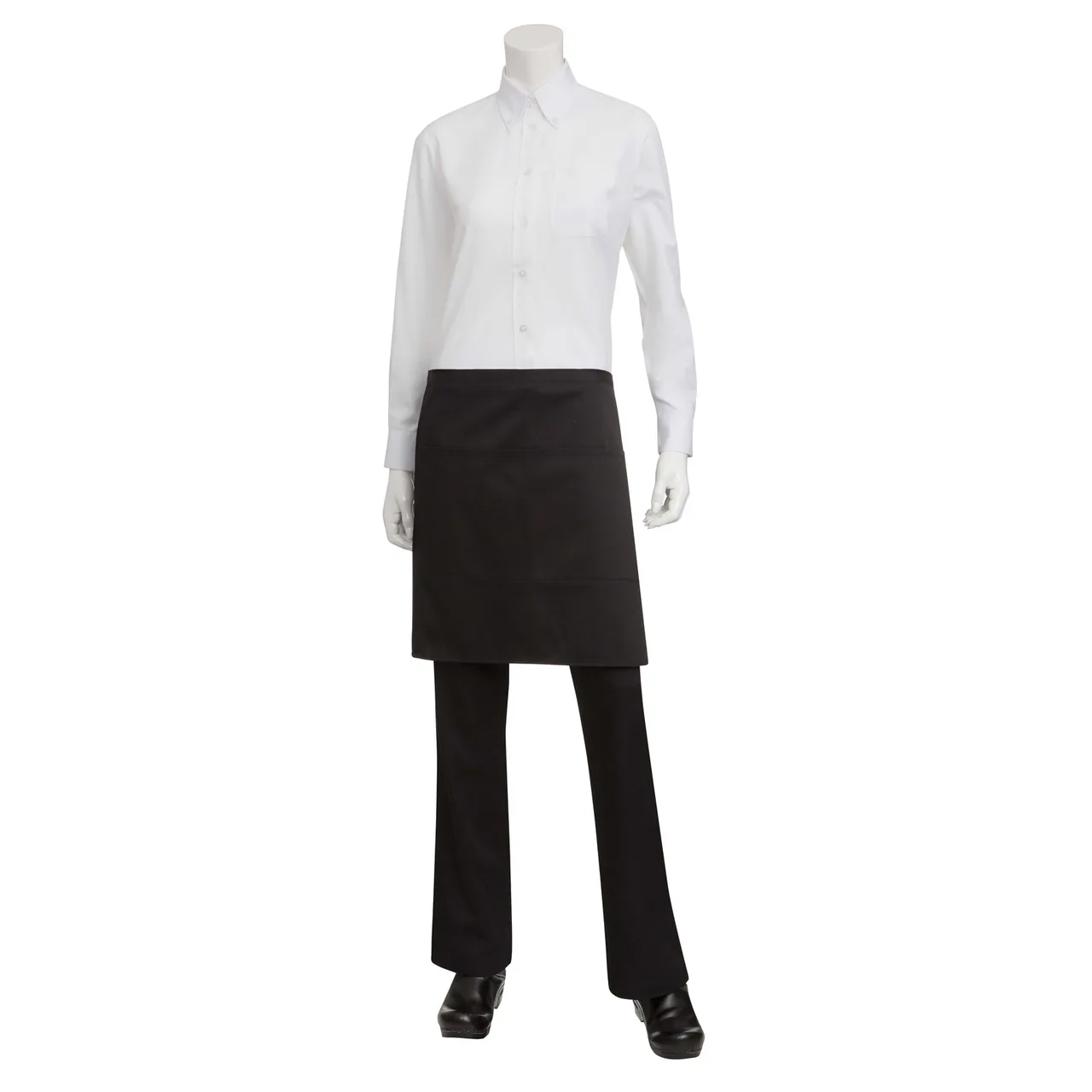 Chef Works F28-BLK-0 Bistro Waist Apron, 19"L X 27.5"W, Poly/Cotton, Black - 1/Case