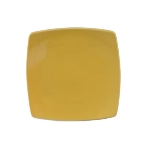 CAC China R-FS6-Y Yellow Stoneware Plate, 6-7/8" Flat Edge, Oven, Microwave Safe - Dozen