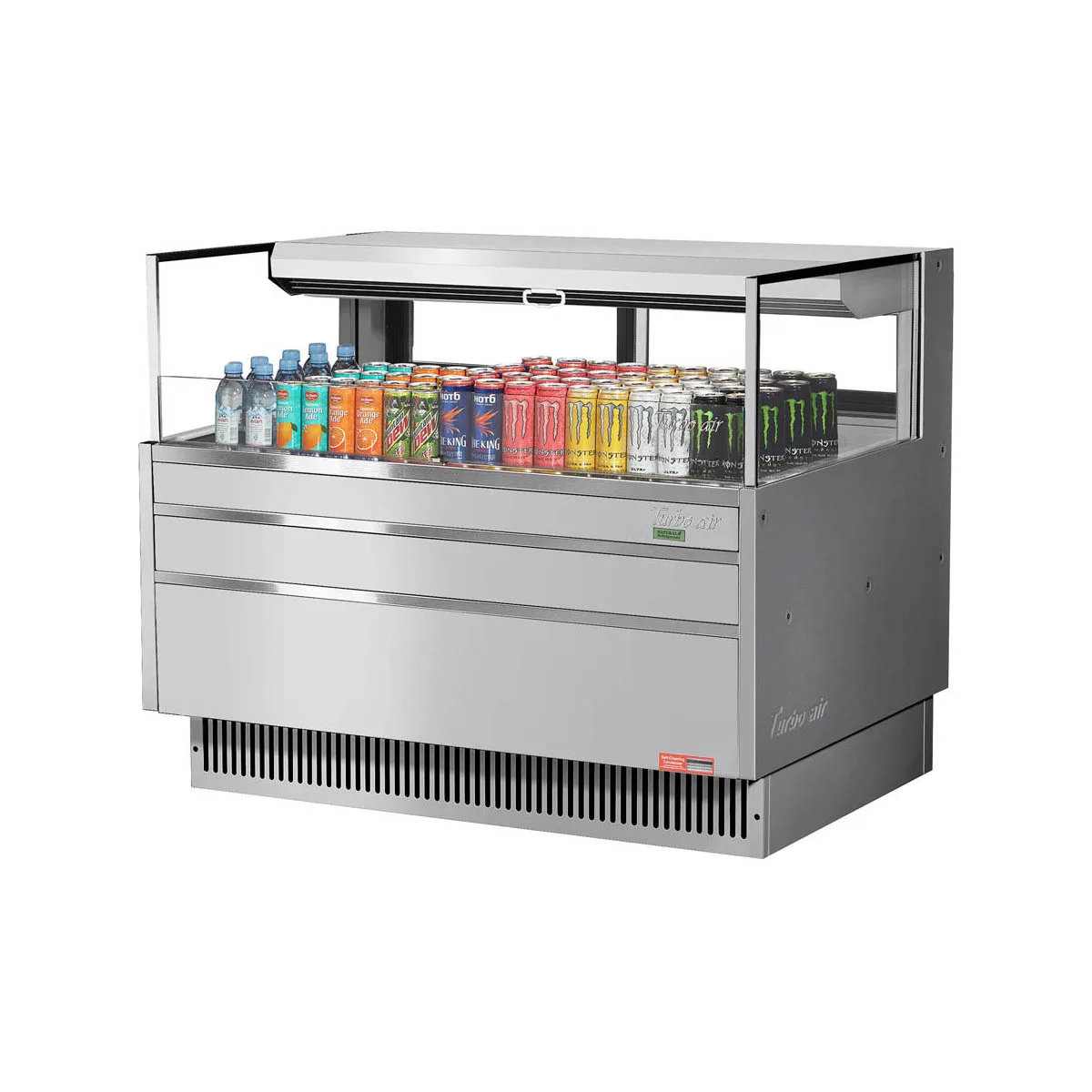 Turbo Air TOM-48L-UFD-S-1S-N 46" Horizontal Open Air Merchandiser, Stainless Steel, Self-Contained