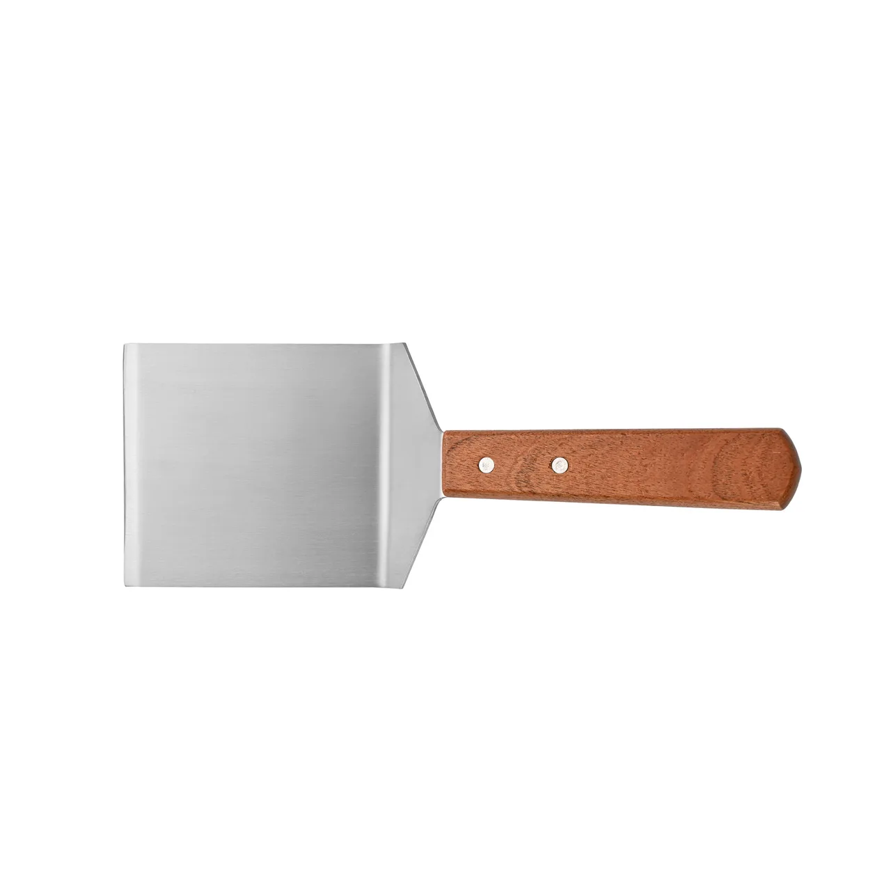 CAC China TNRW-BG44 Stainless Steel Burger Turner, 4" Blade, Wooden Handle