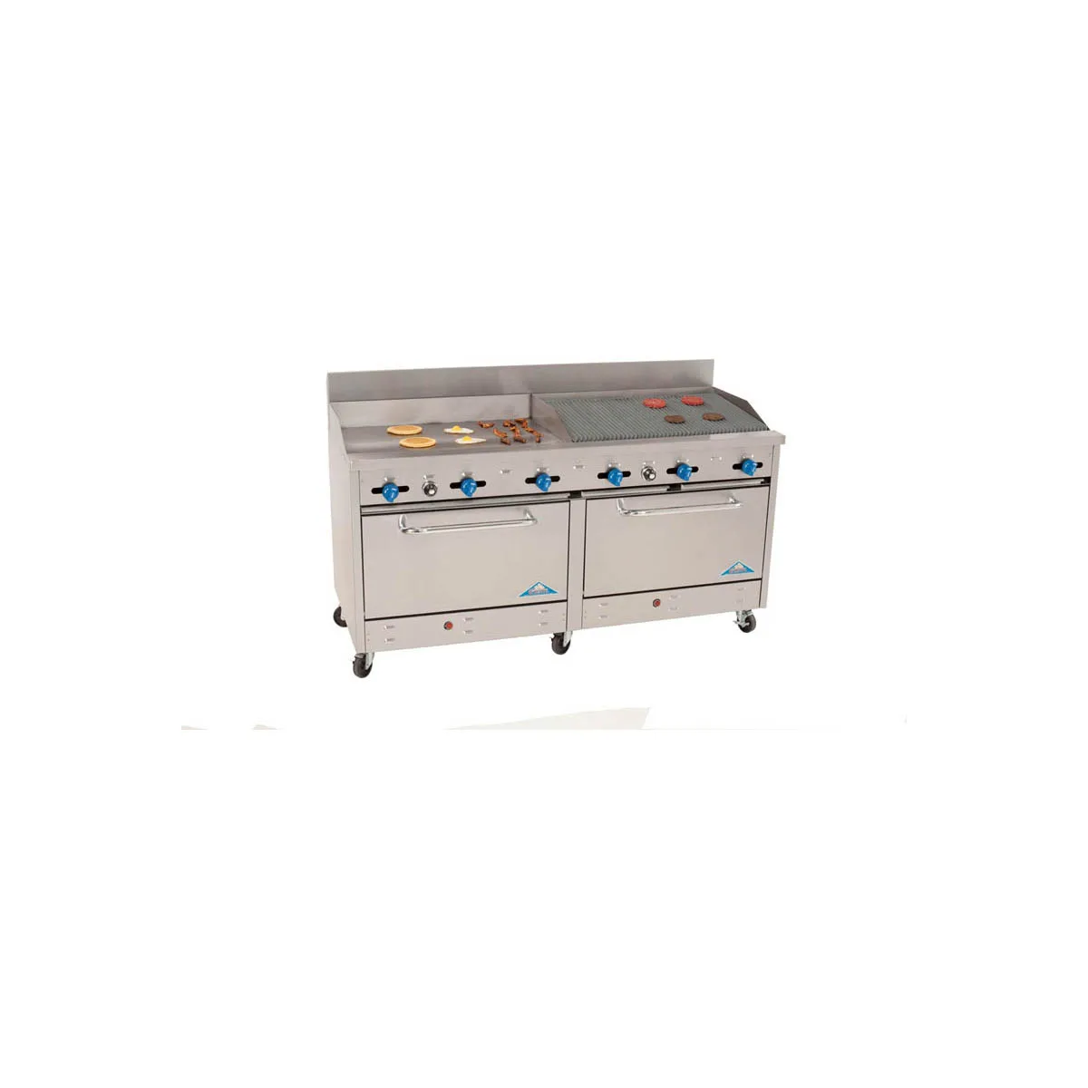 Comstock-Castle F3226-24-3RB 60" Gas Restaurant Range w/ (1) 24" Griddle, (1) 36" Charbroiler, (2) Standard Ovens, 174.000 BTU