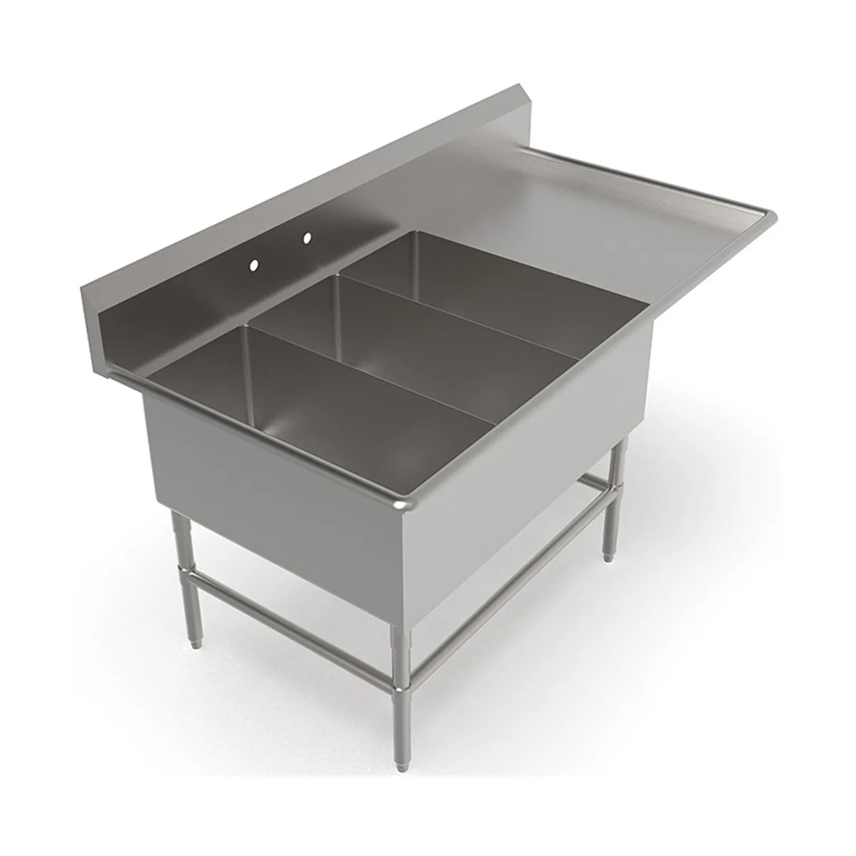 John Boos 43PB2028-1D24R 88" Three Compartment Sink, 20"W x 28"L Bowl With Right-Hand Drainboard