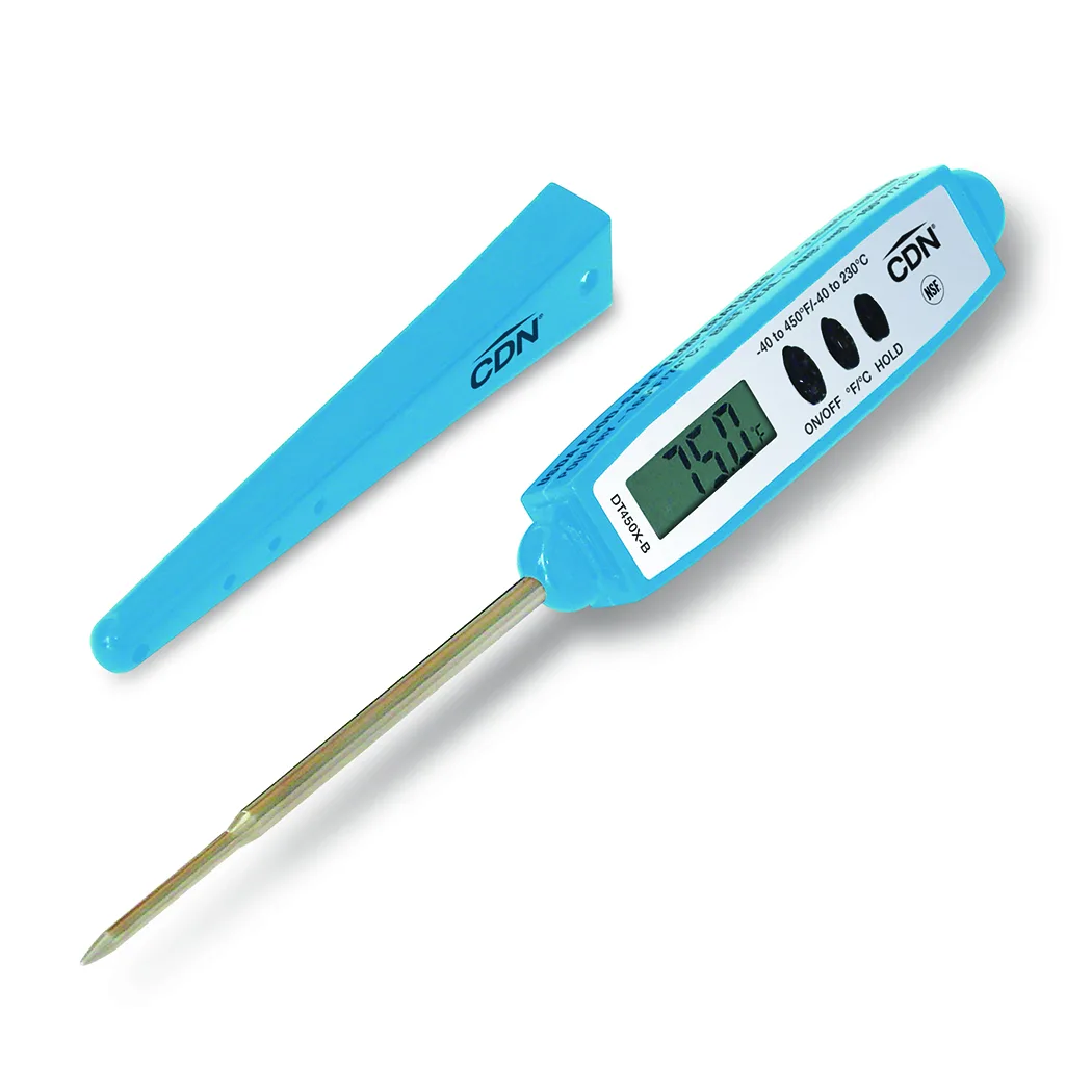 CDN DT450X-B Pocket Thermometer, -40 to +450°F, 6-8 sec Response, 2.5 mm Tip, 2-3/4" Stem, Blue NSF