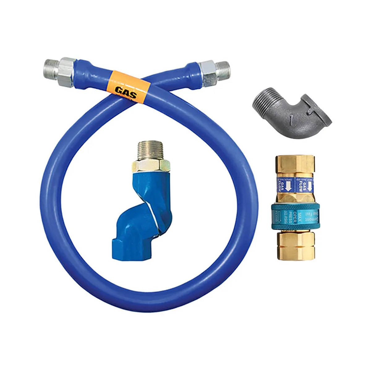 Dormont 16100BPQS48 SnapFast 48" Gas Connector Kit w/ Swivel MAX and Elbow, 1" Diameter
