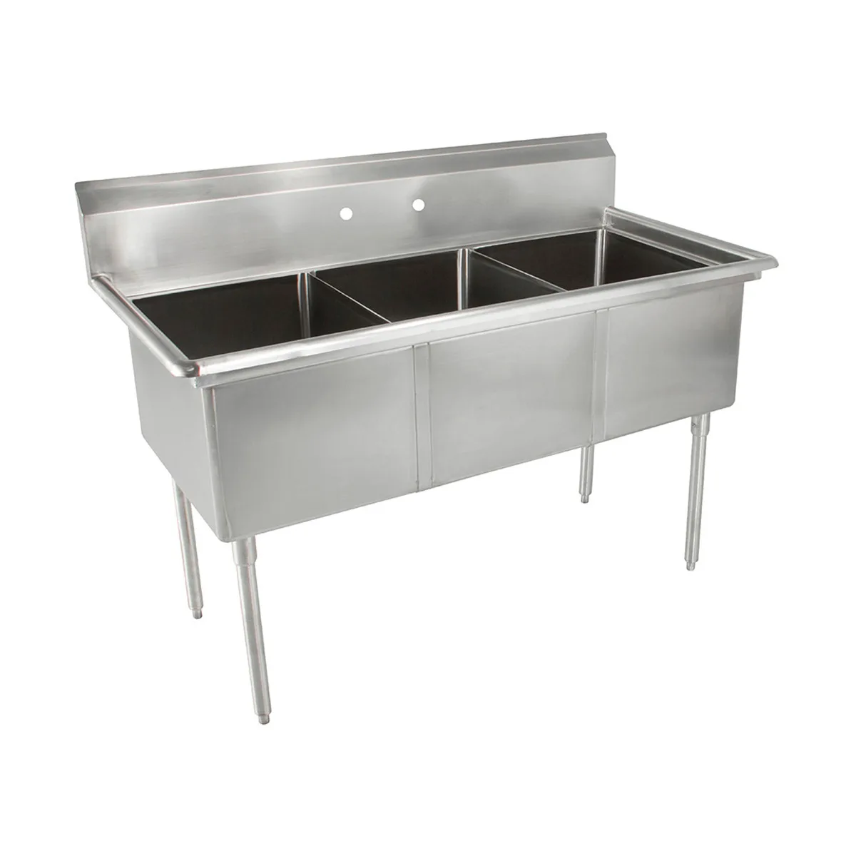 John Boos E3S8-18-12 59" Three Compartment Sink, 18"W x 18"L Bowl Without Drainboard