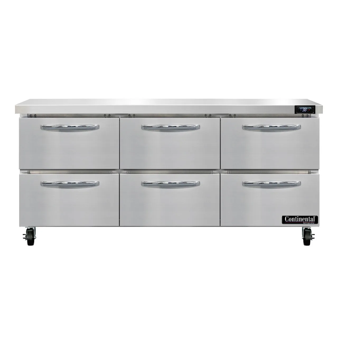 Continental Refrigerator SW72N-D 72" 3-Section Worktop Refrigerator w/ 6 Drawers, 20.6 cu. ft.