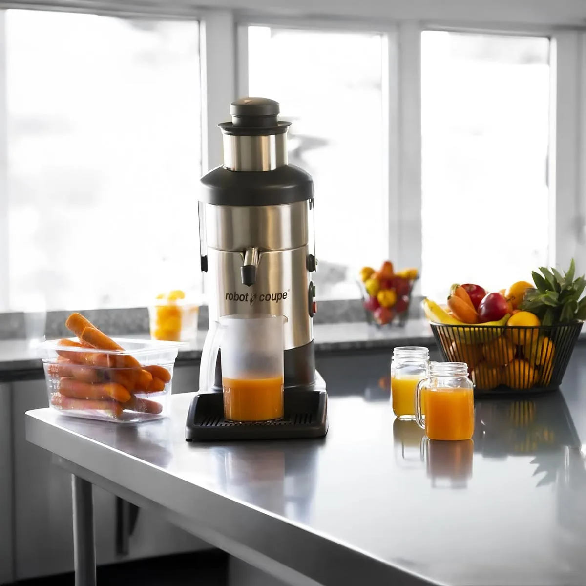 Robot Coupe J80 Table Top Automatic Feed Centrifugal Juicer/Juice Extractor, Anti Drip Spout