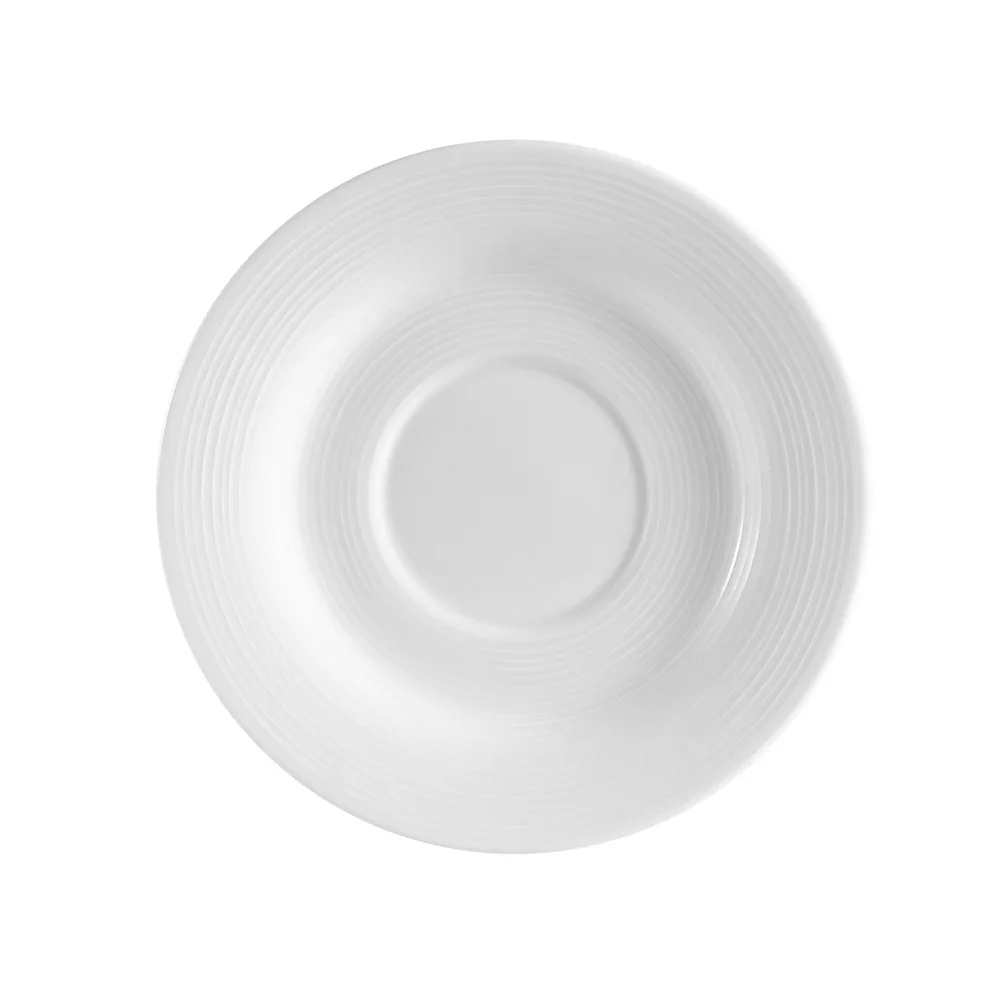 CAC China HMY-36 Saucer, 5" Dia x ½" H Round Porcelain, White, Dishwasher & Microwave Safe - 1 Dozen