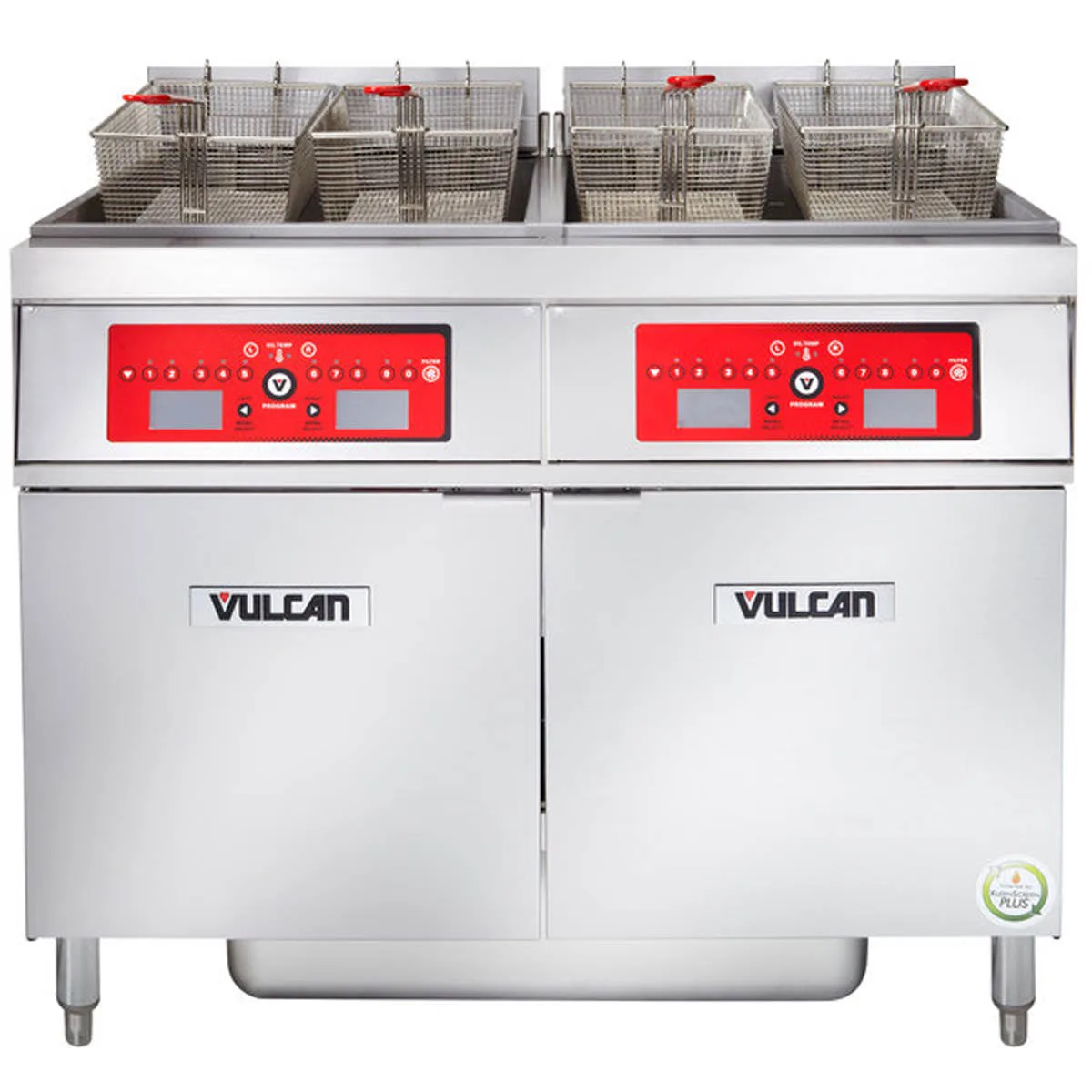 Vulcan 2ER85CF Electric Floor Fryer with Computer Controls and Built-In Filter, (2) 85 lb. Fryers