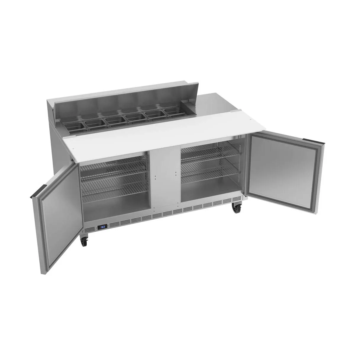 Beverage Air SPE60HC-12C 60" Two Section Sandwich/Salad Prep Table w/ 2 Doors, 12 pans, 16 cu. ft.