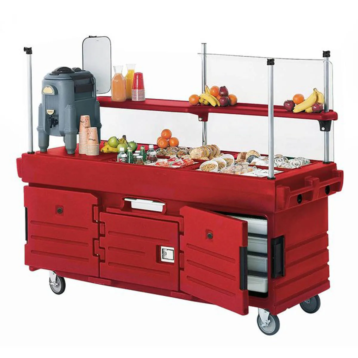 Cambro KVC854186 CamKiosk Polyethylene Navy Blue Vending Cart w/ 4 Pan Wells