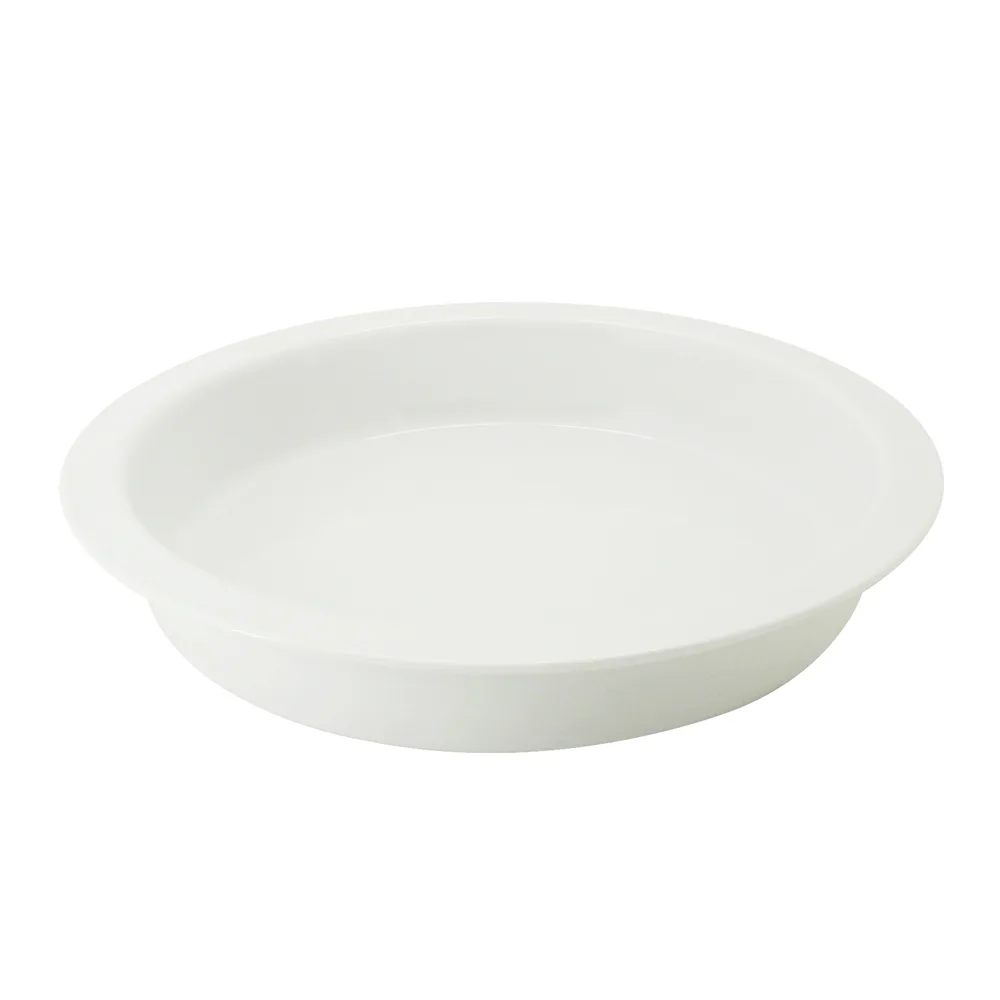 CAC China BF-R16 - 15"⅜ Round Porcelain Baking Dish, Super White, 2½" Height, Dishwasher Safe