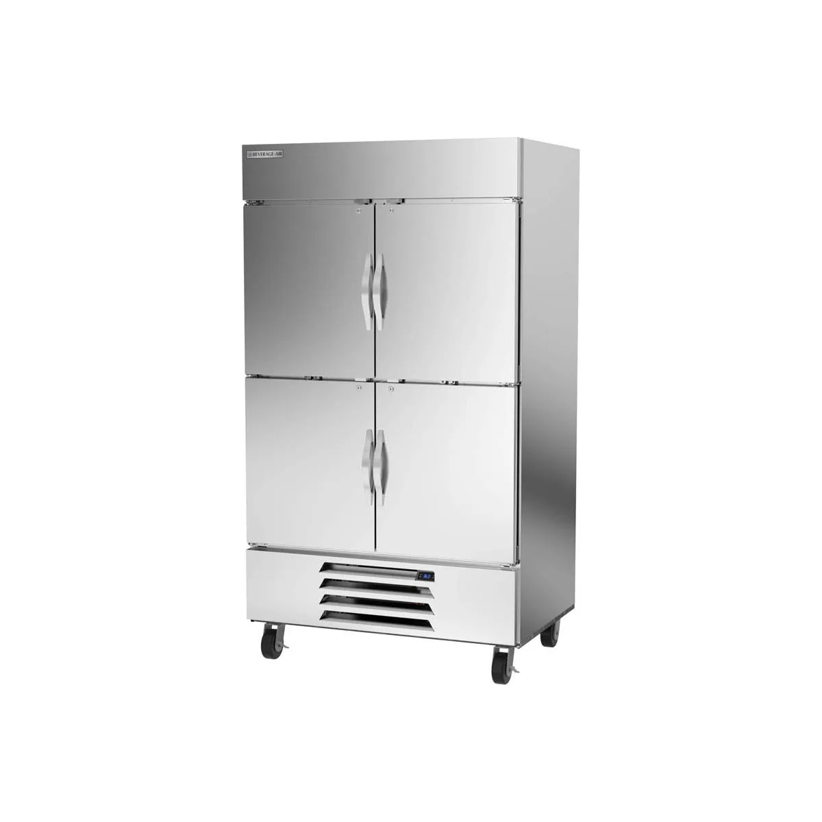 Beverage Air HBR44HC-1-HS 47" 2-Section Reach-In Refrigerator w/ 4 Solid Half Doors, Bottom Mount, 1/3 hp, 40 cu. ft.