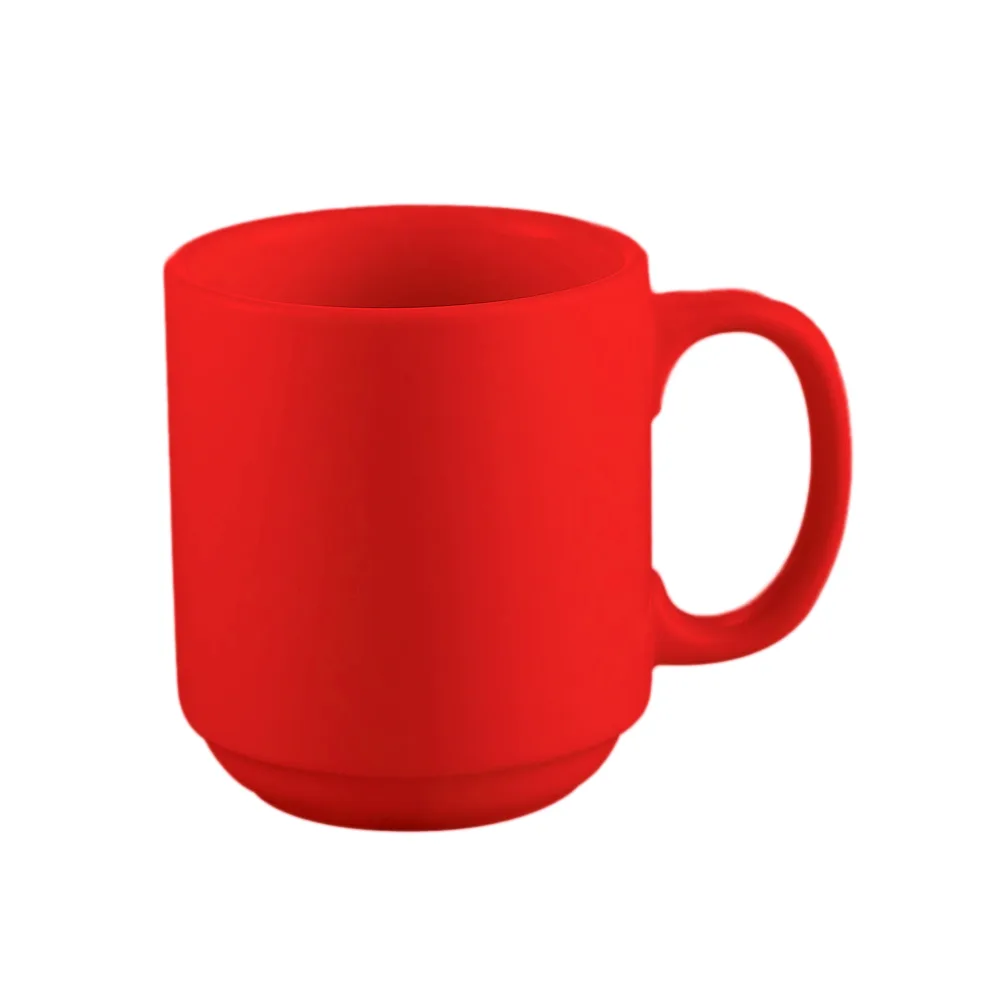 CAC China PRM-12-R Mug, 12‑Ounce 3.25" Diameter Round Stoneware Ceramic Red Stackable - 1 Dozen