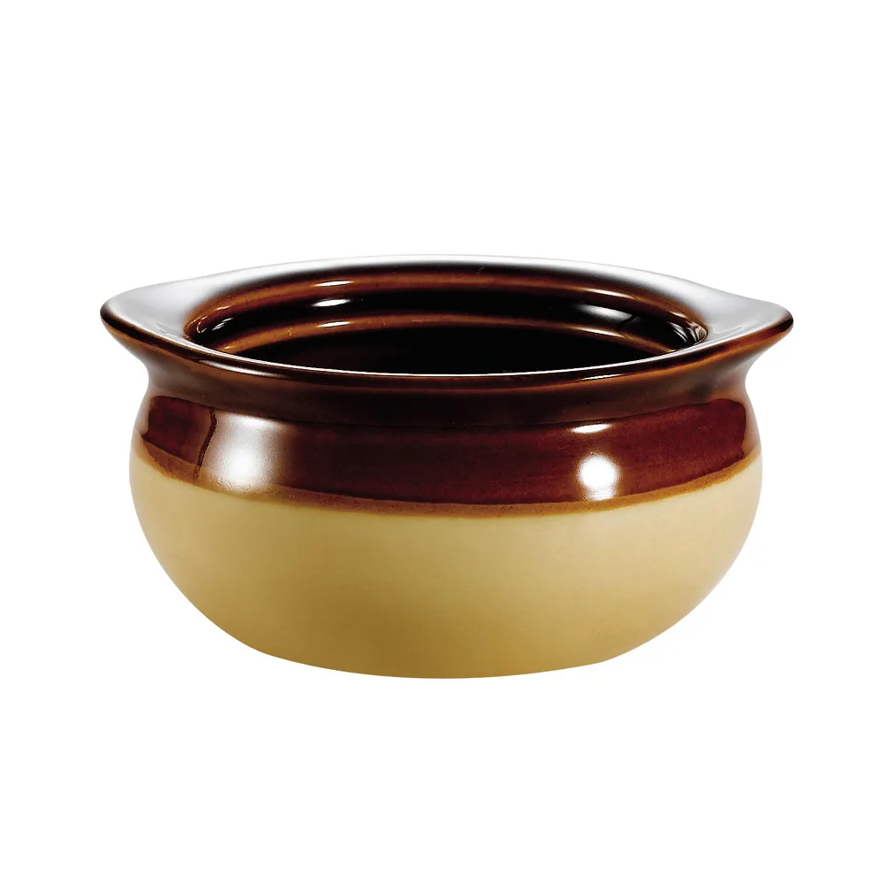 CAC China OC-12-C - 12 oz Onion Soup Crock, 5" Dia x 2‑3/8" H, Stoneware, Dishwasher Safe - 1 Dozen