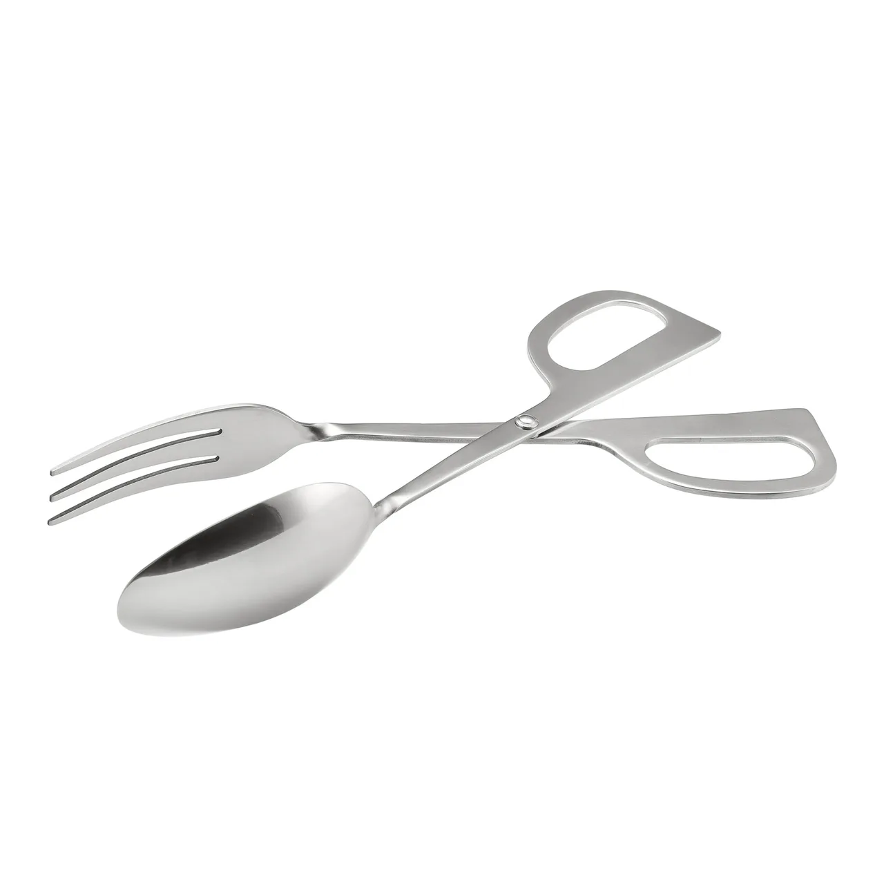 CAC China STG2-10F Scissor Tongs, 10" Long, Fork & Spoon, 18/8 Stainless Steel