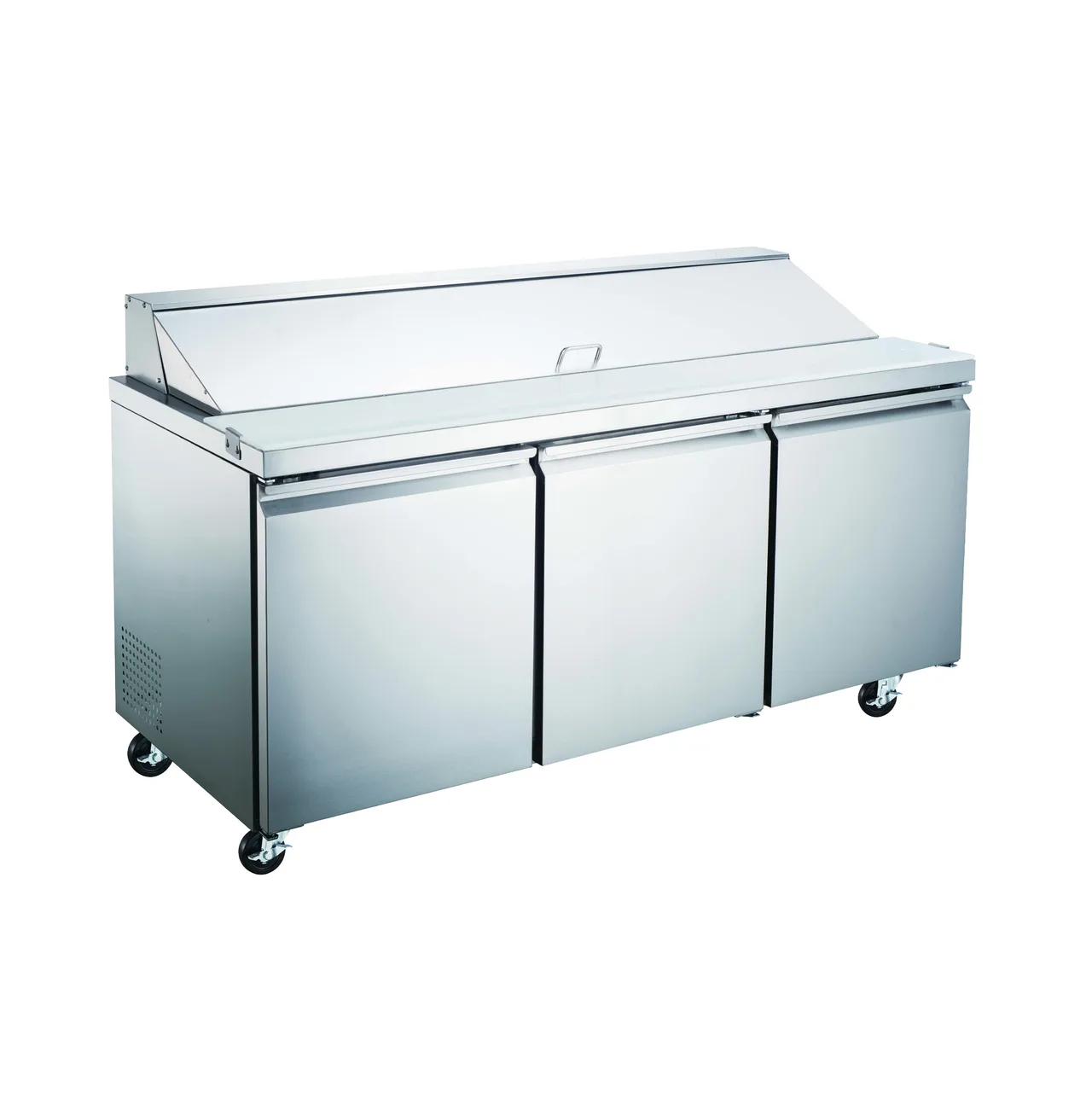 Omcan USA 50048 70" Three Section Sandwich / Salad Prep Table w/ 3 Doors, 18 Pans