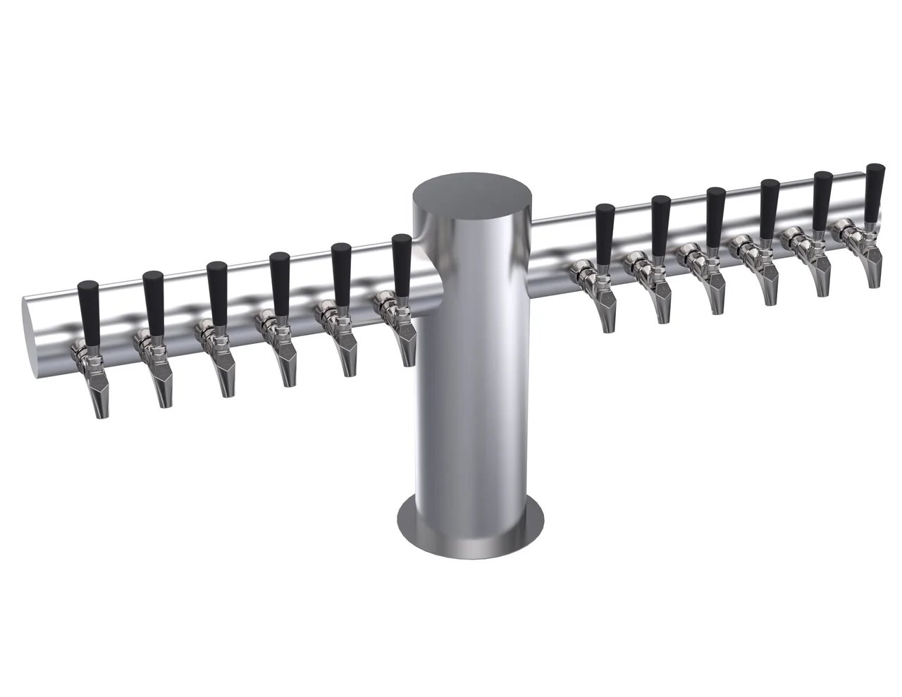 Krowne KMT-12S Draft Beer Tower, Counter 12‑Tap Column, 45" Flange, Stainless Steel, Glycol‑Cooled