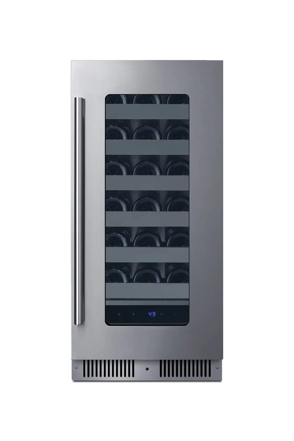 Summit SDHW1532 Wine Cooler, 15" Black, 1.8 cu ft, 6 Shelves, Glass Door, Dimmable LED, 41-68°F