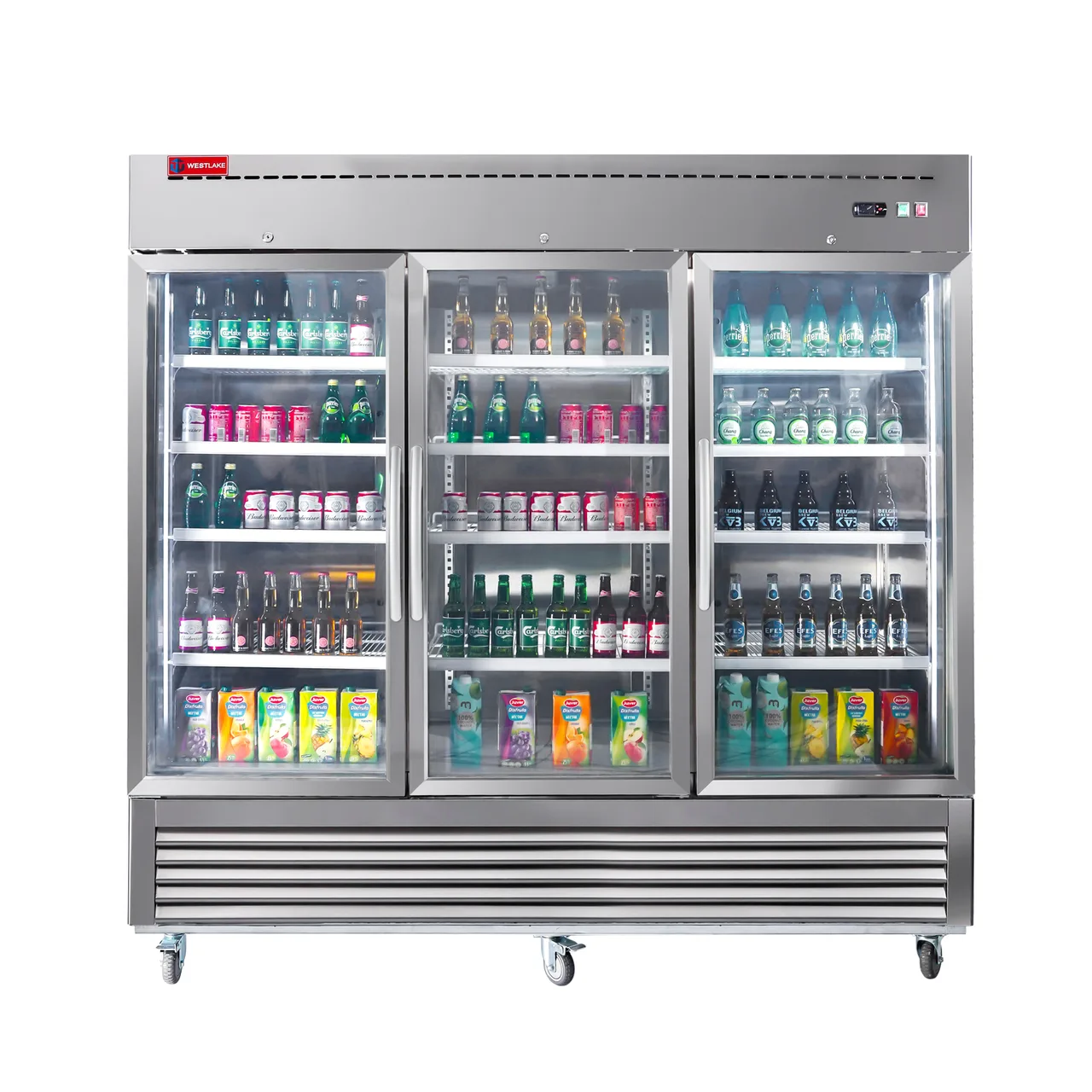 Westlake WKR-82BG Merchandiser Refrigerator – 72 cu ft, 81" wide, stainless steel, R290, 115V