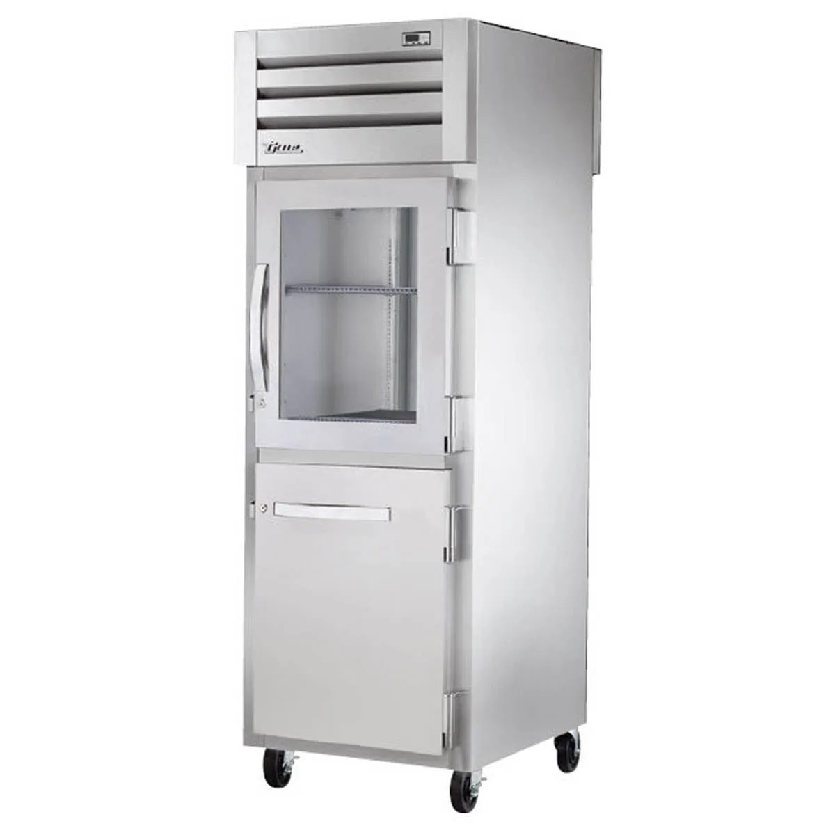 True STG1R-1HG/1HS-HC 27" 1-Section Reach-In Refrigerator w/ Glass & Solid Half Door, Top Mount, Stainless Steel Front-Aluminum Sides