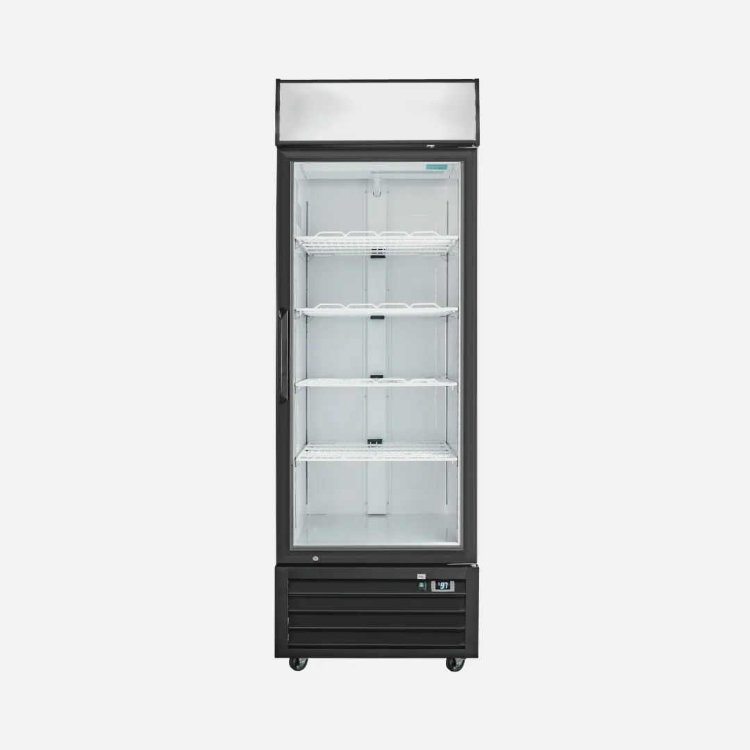 Hurakan HKN-MRC19F1S 27" 1‑Section Glass Door Merchandising Freezer, 15.2 cu.ft., Black Finish